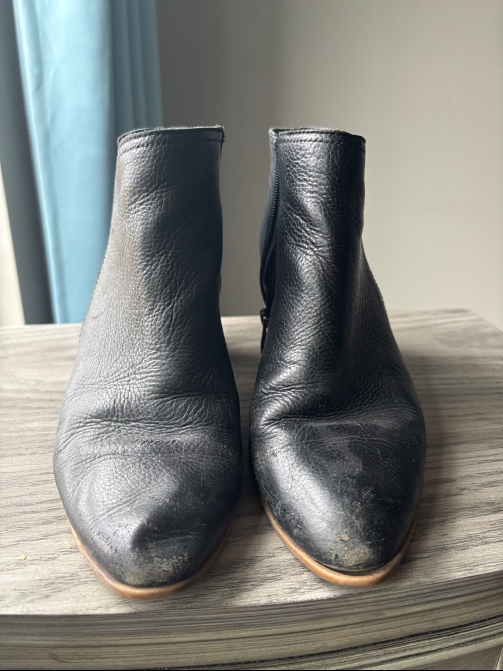 Franco Sarto Black Leather Low Ankle Booties size 11